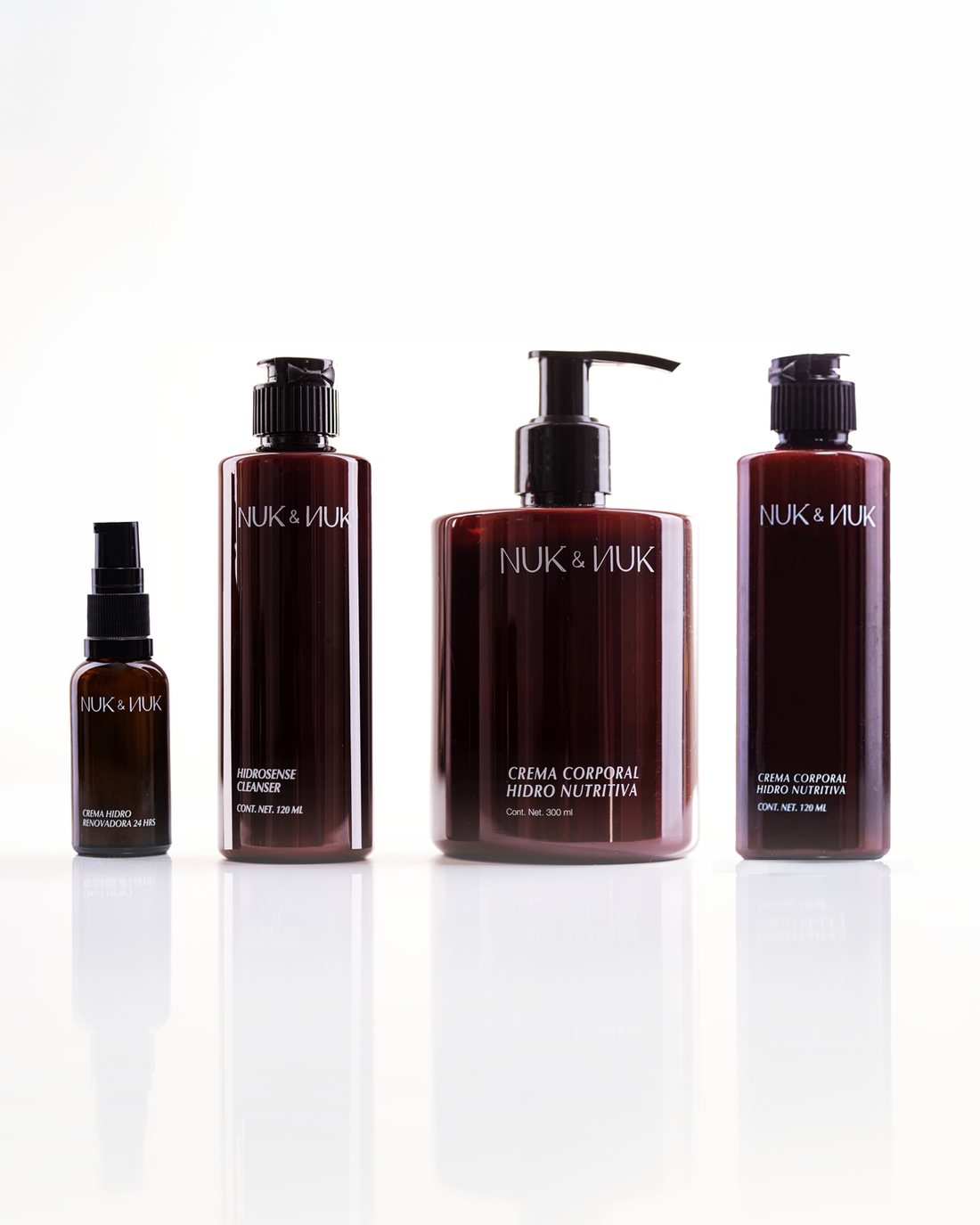 Ritual Completo Nuk &amp; Nuk: Crema Facial 30 ml, Hidrosense Cleanser 120 ml, Crema Corporal 300 ml y 120 ml
